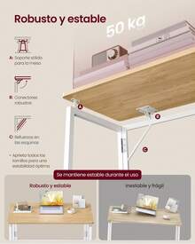 VASAGLE Folding Table, Folding Desk, Rounded Edges, 80 X 40 Cm - A - View 5