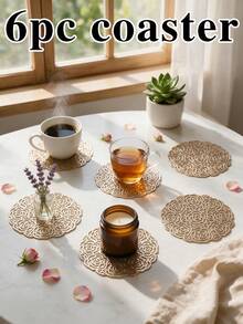 12pcs Gold Hollow PVC Drink Coasters, Washable Table Accessories, Non-Slip Tableware Mats, Breathable And Heat Dissipating, Lightweight And Easy To Store, Suitable For Restaurants, Cafes, Homestays, Perfect For Afternoon Tea, Holidays, Parties, Gatherings, Birthdays, Weddings, Dinner Parties - Multicolor - View 15