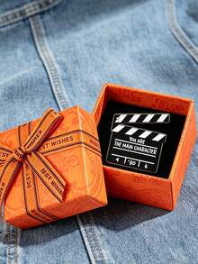 1pc Boxed Movie Clapperboard Enamel Brooch, Inspirational Slogan "You Are The Protagonist" Badge, Atmospheric Film Pin, Backpack Jacket Hat Decoration Gift - Multicolor - View 1