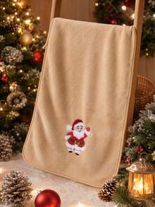 5/2/1pc 13.8*29.5 Inch Hanging Coral Fleece Towel, Christmas Gift, Embroidered Reindeer Tree Pattern, Super Soft Absorbent Quick Dry Face Towel, Hair Wrap, Shower, Makeup Removal, Christmas Bathroom Home Decor - Multicolor - View 7