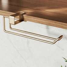 1pc Clip-On Paper Towel Holder, No Drilling Installation, Kitchen Cabinet Hanging Paper Roll Rack, Modern Metal Under-Cabinet Paper Towel Storage Rack, Suitable For Kitchen Countertop - Multicolor - View 8