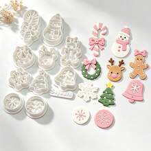 11Pcs Holiday Christmas Clay Cutters, Xmas Snowflake Reindeer Gingerbread Design Molds For Polymer Clay DIY Jewelry Making - 11 Pcs - View 7