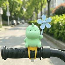 Small Dinosaur Windmill Hanging Ornament, PVC Material (Silicone Strap/No-Trace Sticker) 2 Options, Suitable For Bicycle, Electric Bike, Motorcycle, Car Interior Decoration - Little Dinosaur Pinwheel - View 5