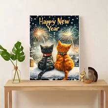 1PC DIY 5D Diamond Painting Kit Cat Pattern - Round Full Drill Art Mosaic Craft, Home Wall Decor, Unframed - No Frame - View 3