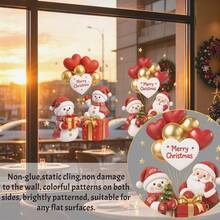 1pc Christmas Glass Sticker, Featuring A Cute Santa Claus Snowman Design, Reusable, Suitable For Home, Cafes, Store Windows And Storefront Glass, For Christmas And Winter Festival Decorations. - Multicolor - View 10