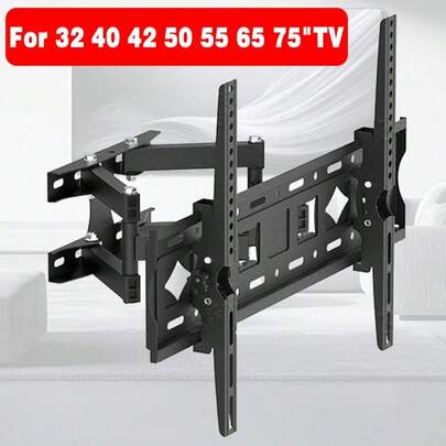 Swivel Tilt TV Wall Mount Bracket, 32‑75 Inch Full Motion TV Bracket, SPCC Cold‑Rolled Steel Up To 50KG Load, ±90°Swivel ±15°Tilt VESA 200‑600x400mm