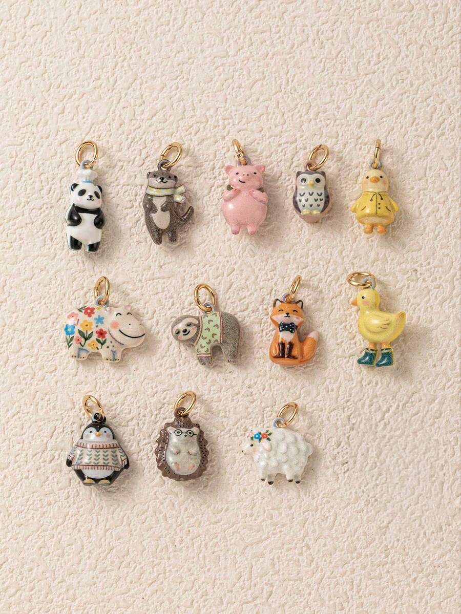 1pc New Cute Animal Pendant, Exquisite Cartoon Style, 14k Gold Plated Copper Material, Suitable For DIY Creative Necklace, Bracelet, Earrings, Bag Chain, Keychain, Waterproof And Sweat-Resistant, Suitable For Daily Casual Wear - Multicolor - View 1