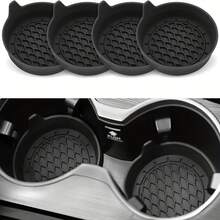 10pcs/1set Car Silicone Cup Coasters, Waterproof Car Cup Holder Mats, Universal Round Car Storage Slot Non-Slip Pads, Center Console Cup Holder Base Pads For Vehicles & Auto Interior Accessories Organization - Multicolor - View 3