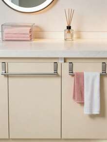 1pc No-Drill Single Bar Towel Rack, Over-The-Door Hanging Storage Shelf, Multi-Purpose Organizer For Bathroom, Kitchen, Dorm, Summer And Back-To-School Essential, Birthday Gift - Multicolor - View 9