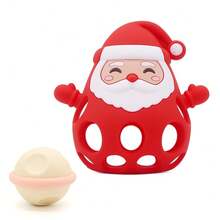 1 món đồ chơi lắc bằng silicone hình ông già Noel, bóng cầm tay có chuông, quà Giáng sinh cho bé - Nhiều màu - Xem 4