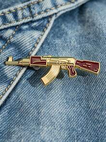 QIHOO 1件高品質金色槍形裝飾帽帶別針，男士禮物品牌珠寶胸針 - 金色 - 查看 1