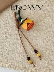 Women's PU Flower Shaped Bag Charm, Fashionable Personalized Cute Elegant Yellow - Mustard Yellow - View 1