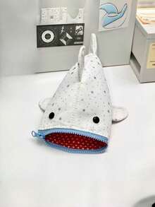 1pc Shark Shaped Pencil Case With Fun Star Pattern, Suitable For Teens And Office Use, Teen Stationery Storage Bag - Multicolor - View 12