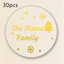 30-240pcs Custom Clear Christmas Name Stickers, Personalized Golden Holiday Gift Labels, Festive Christmas Tree Style, Customized Transparent Stickers, Gift Wrapping Decor, Customizable Name Seals, Christmas Party Favors, Christmas Gifts, Family - Multicolor - View 16