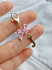 1PC New Elegant Pink Bow Key Chain, Cute English Letter Bow Keychain, Suitable For Women's Daily Use, Gift For Mom, Women's Bag DIY Backpack Pendant Charm Accessory, Wedding And Birthday Gift - Multicolor - View 17