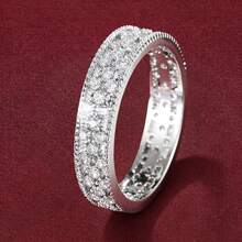 1pc Geometric Hollow Flower Design Cubic Zirconia Inlaid Fashion Ring For Women - Multicolor - View 1