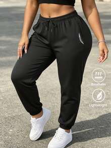 Women's New Jogger Sweatpants, Drawstring, Elastic Waist, Printed Design, Suitable For Street, Home Leisure, Outdoor Sports, All-Season Wear - Black - View 9