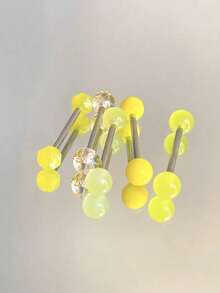5pcs Tongue Ring Set Red/Green/Purple/Yellow/Blue Barbell Tongue Rings Tongue Studs Stainless Steel Body Piercing Suitable For Men And Women Daily Wear - 5 Tongue Rings - View 8