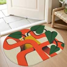 1pc Oval Flannel Door Mat, Soft Comfortable Absorbent Non-Slip Machine Washable With Backing, Suitable For Entrance, Living Room, Patio, Bedroom, Kitchen, Laundry Room, Bathroom, Multi-Functional Home Floor Mat, Entryway Rug, Kitchen Bathroom Carpet, Holiday Decoration - Multicolor - View 2