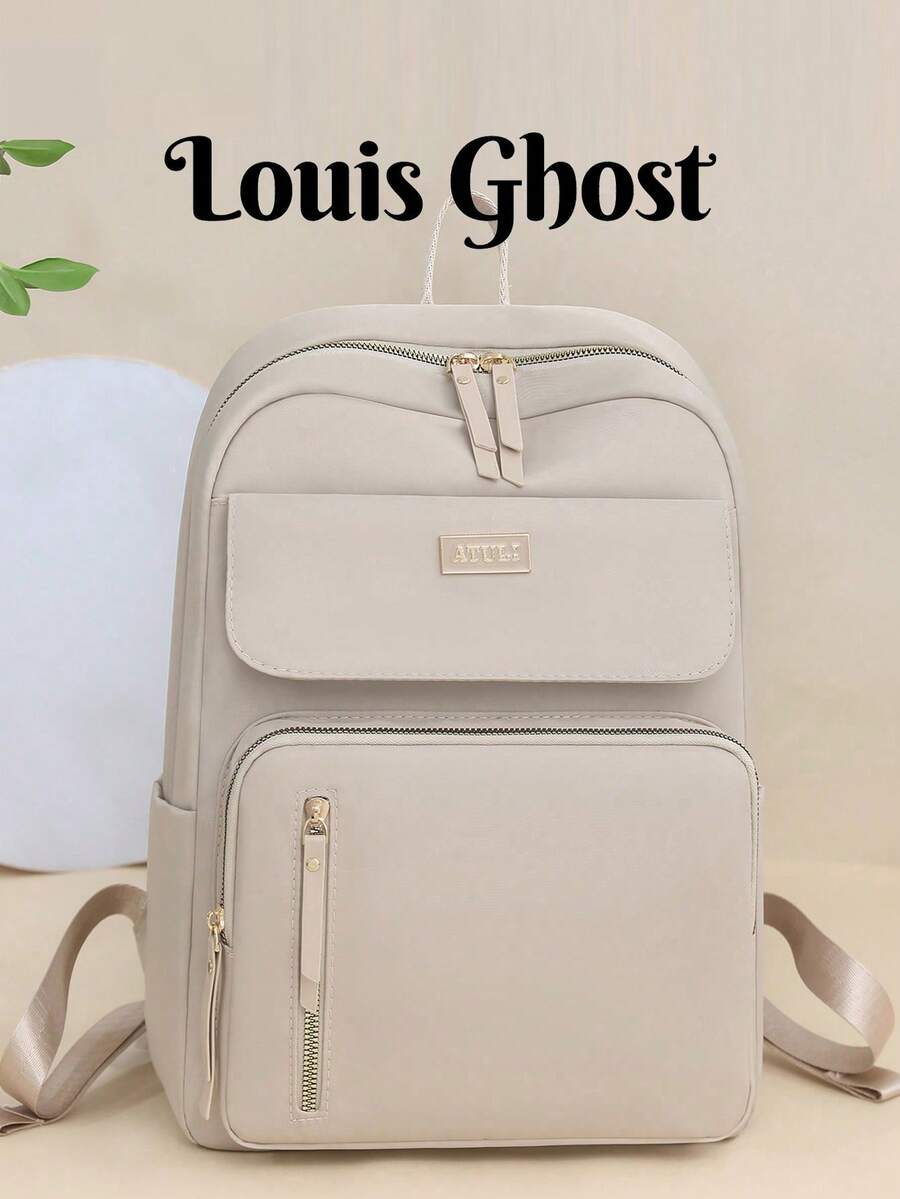 Women's Nylon Solid Color Quilted Large Capacity Versatile Backpack, Minimalist Casual Student Bag, Commuter Bag, Back To School