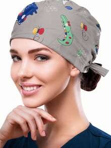 1pc Printed Drawstring Surgical Cap, Suitable For Doctors, Nurses, Medical Staff, Home Use,Summer,Beach,Hat,Holiday,Travel - Multicolor - View 14