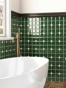 WalDecoo 1/5/10/20pcs 10"X10" Deep Emerald Glossy Octagonal Mosaic Self-Adhesive Wall Tiles, Waterproof Strong Adhesive Backing Easy To Clean, Kitchen Bathroom Splash Wall Decor - Jade Diamond Pattern - View 10