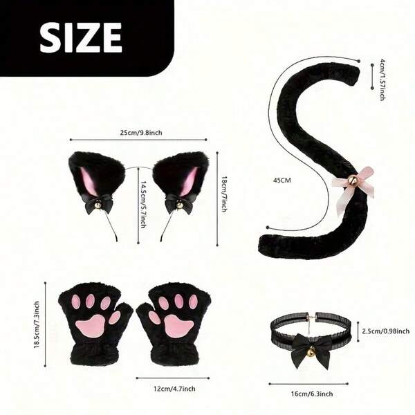 Long Soft Plush Cat Tail Cosplay Accessory, Suitable For Cat-Themed Outfits; Built-In Bendable Metal Wire, Adjustable Shape. Ideal For Halloween Costumes, Parties And Roleplay.