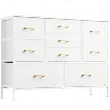 Bedroom Dresser With 9 Soft-Close Drawers, Versatile Storage Cabinet, Ideal As A TV Stand, 110 X 35 X 81 Cm - White - View 9