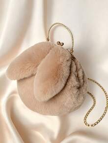 Soft Cute Healing Sweet Style Girl Plush Round Bag With Metal Handle Chain Crossbody Bag, Bubble Skirt Matching Small Bag For Autumn/Winter - Multicolor - View 10