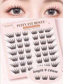 WANPIN Segmented False Eyelashes, Beginner-Friendly, Ready To Use, Reusable, Glue-Free Option Available, Varied Lengths, Natural Hair-Like Texture, Lightweight And Comfortable On Eyes, No Eye Irritation, Suitable For Daily Commute, Parties And Weddings - C - View 3