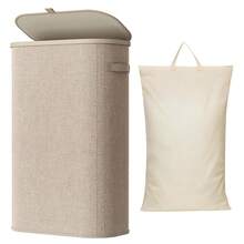 70L Large Capacity Fabric Laundry Hamper With Lid, Dust-Proof Laundry Basket For Home Bedroom Bathroom, Foldable Hand-Carry Clothes Storage Bin, 4 Colors Available - View 8