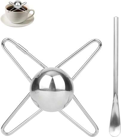 Espresso Cooling Ball Kit With Spoon, Reusable Stainless Steel Ice Coffee Frozen Ball Espresso Cooling Tool For Iced Coffee Bourbon Scotch & Cocktails