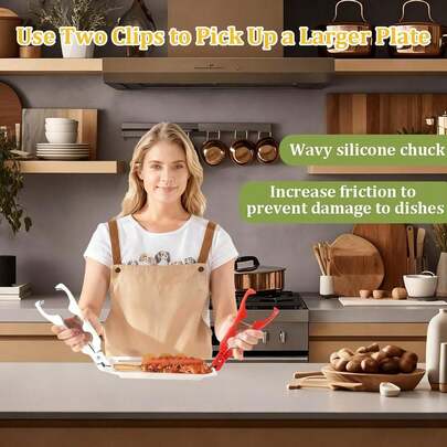 3-In-1 Multifunctional Anti-Scald Clip, Non-Slip Heat-Insulating Wear-Resistant Design, Supports Bowl Removal, Plate Lifting, Bottle Cap And Can Opening, Suitable For Air Fryer, Microwave, Oven, Steamer, Clay Pot, Practical Kitchen Cooking Anti-Scald Tool For Home