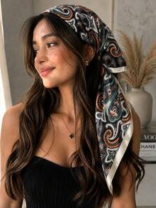 1pc Minimalist Polka Dot Print Spring Headscarf, Women's Multi-Functional Waist Belt Accessory, Fashion Headband & Headwrap Scarf, Suitable For Back To School Season - Beige - View 3