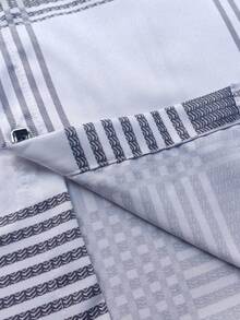 Men's Classic Fashion Elegant Plaid Long Sleeve Shirt, British Style Business Elite Plaid Series, Single-Breasted Turn-Down Collar, Suitable For All Seasons, Random Print - White - View 6