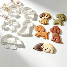 6 Buah Cetakan Tanah Liat Bentuk Anak Anjing Rajutan Boho, Cetakan Anjing Sweater untuk Pembuatan Perhiasan DIY dari Tanah Liat Polimer - 6 buah - View 3