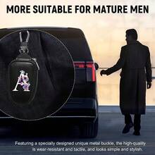 High End PU Material Car Keychain With White Purple Letters, Featuring Azipperand A Largecapacity Waist Hanging Design,Suitable For Keys And Keychains - Multicolor - View 7