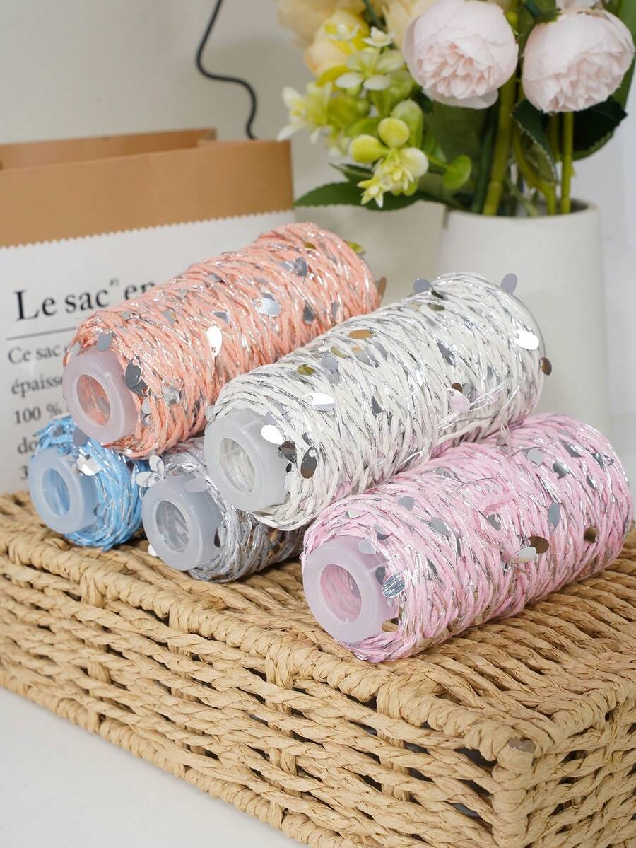 50g Shiny Sequin Yarn, DIY Knitting Yarn, Multi-Color Crochet Yarn, Suitable For Tote Bags, Sweaters, Hats, Wall Hangings And Knitted Dolls