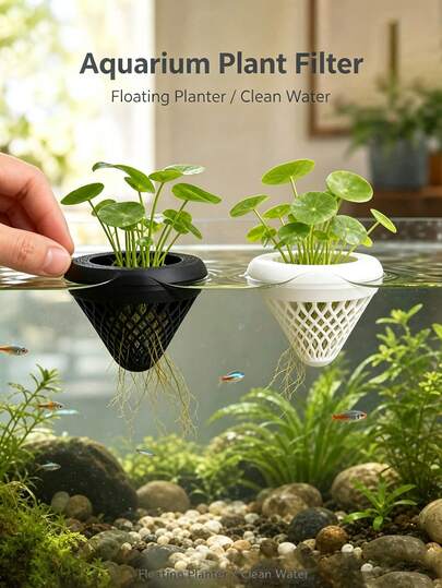Aquarium Floating Plant Basket,Hanging Pot For Fish Tank Plant,Fish Tank Water Plant Cultivation Holder For Aquatic Growing, Betta Hydroponic Tool