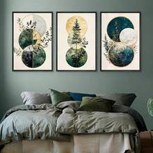 3pcs/Set Retro Style Geometric Patterns And Tree Branch Design Canvas Poster, Abstract Art Wall Decoration, Wall Art, Suitable For Bedroom, Living Room, Study, Kitchen, Office, Dining Room Decoration, Home Decoration - A - View 11