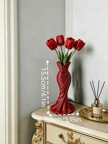 1pc Elegant Dress-Style 3D Printed Decorative Vase, No Water Needed, Minimalist Desktop Ornament, Suitable For Dried Flowers And Artificial Flowers, Can Be Placed On Table, Shelf, Bedroom, Living Room And Office, Thoughtful Gift For Women - Multicolor - View 2