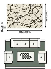 1pc Wabi-Sabi Style Beige Asymmetrical Cracked Pattern Rug, Minimalist Abstract Mesh Area Carpet For Living Room And Bedroom, Black Coffee Hand-Drawn Line Art Foot Mat, All-Season Machine Washable Home Decor - Multicolor - View 13