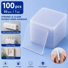 Square Nano Double-Sided Adhesive Pad, Transparent Washable Reusable Traceless Nano Tape For Home Wall Mounting And Fixing - C-Transparent - View 2