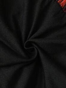 Young Girls Autumn/Winter Halloween Cute Pumpkin Long Sleeve Puff Mesh Princess Dress - Black - View 9