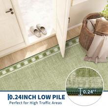 Beaully Modern Checkered‑Edge Washable Runner Rug, Low‑Pile Soft Non‑Shedding Mark‑Resistant Floor Carpet With Non‑Slip Backing For Hallway Entryway Kitchen Bathroom Bedroom - Green 8*10ft(244*305cm) - View 7