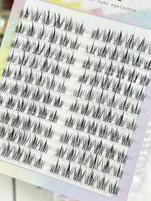 120pcs C Curl Sunflower Cartoon Anime Fairy Style Thin False Eyelash Clusters, Single Cluster Eyelash Extensions, Cartoon Sunflower Design, Enhances Eye Makeup Effect, Reusable - C - View 7