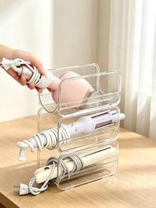 1/2/3/4pcs/Curling Iron Storage Rack Transparent Stackable Hair Tool Organizer Suitable For Curling Irons, Straighteners And Hair Dryers Multi-Layer Countertop Storage Rack With Cable Management Function Space-Saving Styling Station For Bathroom Bedroom Dorm - Multicolor - View 1