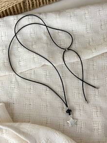 1pc Colorful Five-Pointed Star Pendant Wax Rope Pull Necklace, Luxury High-End Style, Autumn/Winter Sweatshirt Chain, Long Sweatshirt Chain Accessory - Necklace - View 16