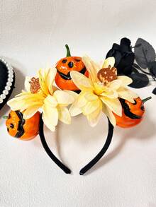 1pc Women's Halloween Gradient Lily Pink Yellow 3D Devil Pumpkin Headband For Cosplay Festival Party Performance - Multicolor - View 8