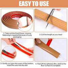 1pc 1m/2m/3 Meters Flexible Floor Cable Protector Sleeve, Flame Retardant Cable Cover, Floor Insulation Wire Concealer - A - View 5